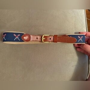 Leatherman Ltd.- Embroidered Lacrosse Belt w/Brown Leather Buckle (24”), Navy